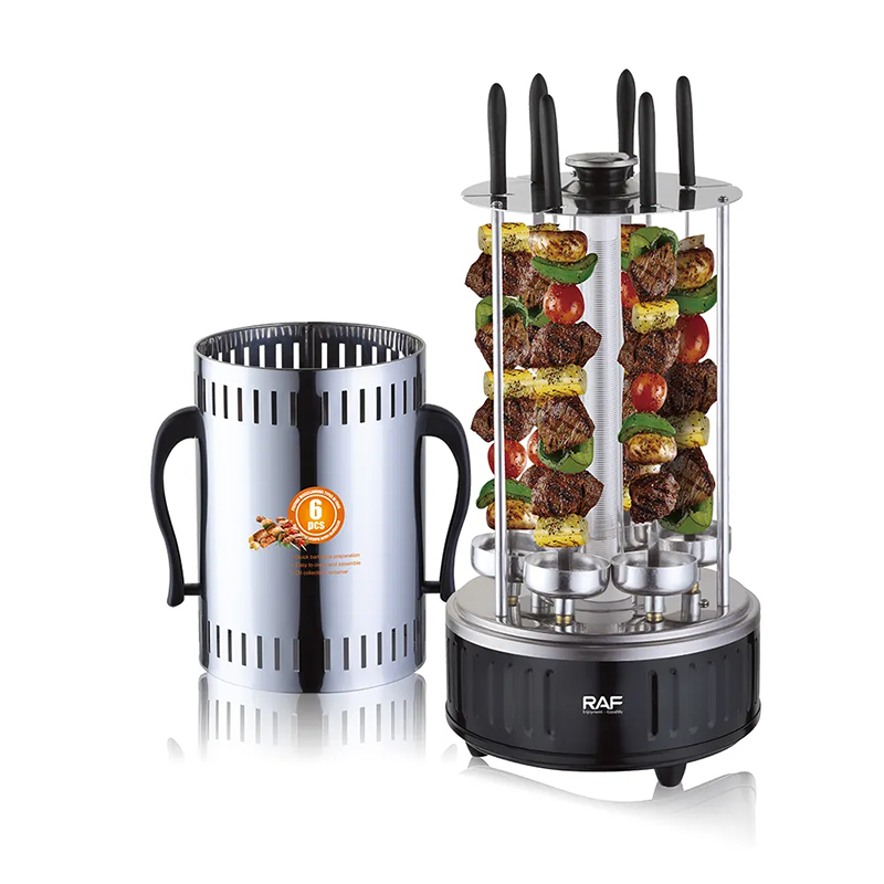 RAF R8612 1000W Multifunctional Electric Grill Vertical Portable Rotating Barbecue - Silver