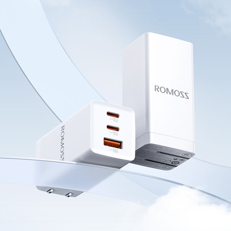 Romoss AC65H 65W GaN Fast Charger Foldable USB & Type-C Multifunctional Adapter - White