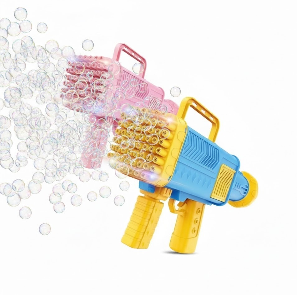 Automatic Recharbeable Bubble Gun 60 Holes With Cool Lights 1 Piece - Multicolor