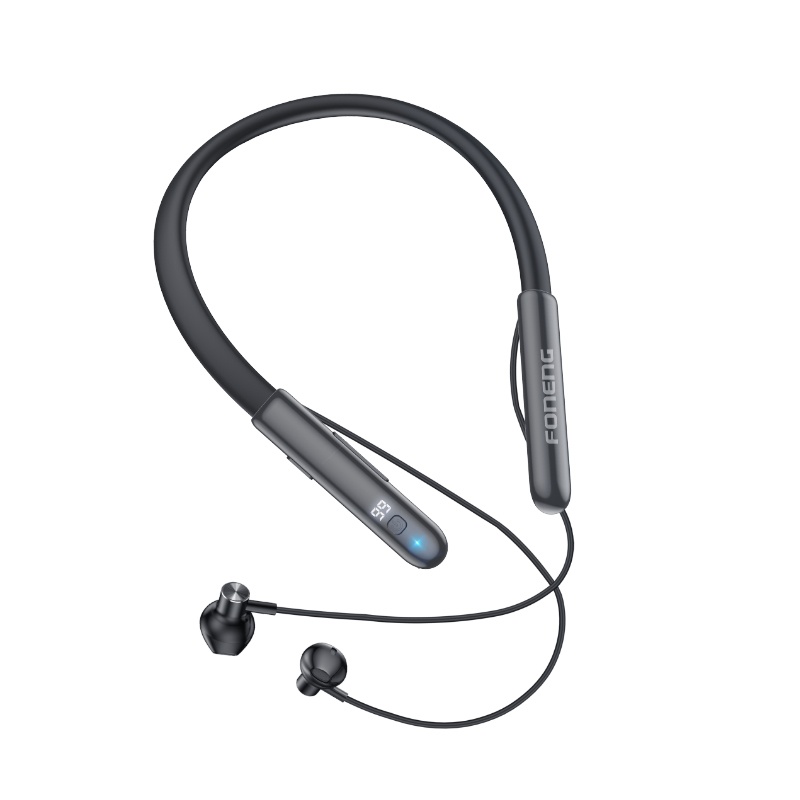 Foneng BL37 Digital Display Neckband Bluetooth Earphone - Black