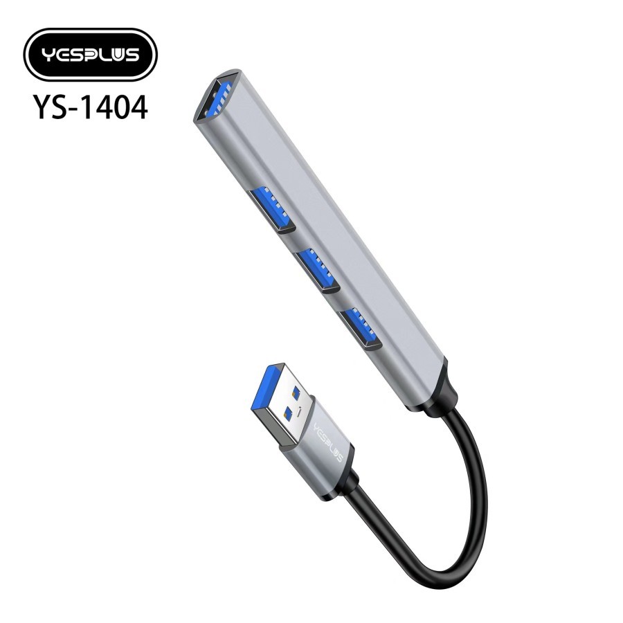 Yesplus YS1404 USB 3.0 High Speed 4 Ports USB Hub - Silver
