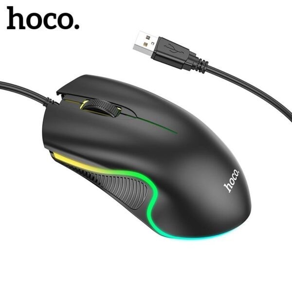 Hoco GM19 LED Flashing Gamer Wired Mouse - Black