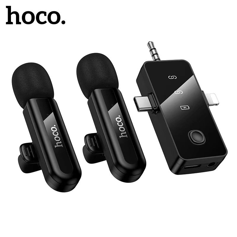 Hoco L20C Fair Dual-Mic Wireless Microphone (iP/Type-C/3.5) - Black