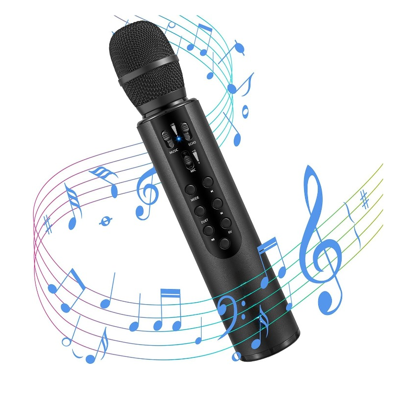 M6 KTV Bluetooth Karaoke Mic With Powerful 10W Speaker - Black