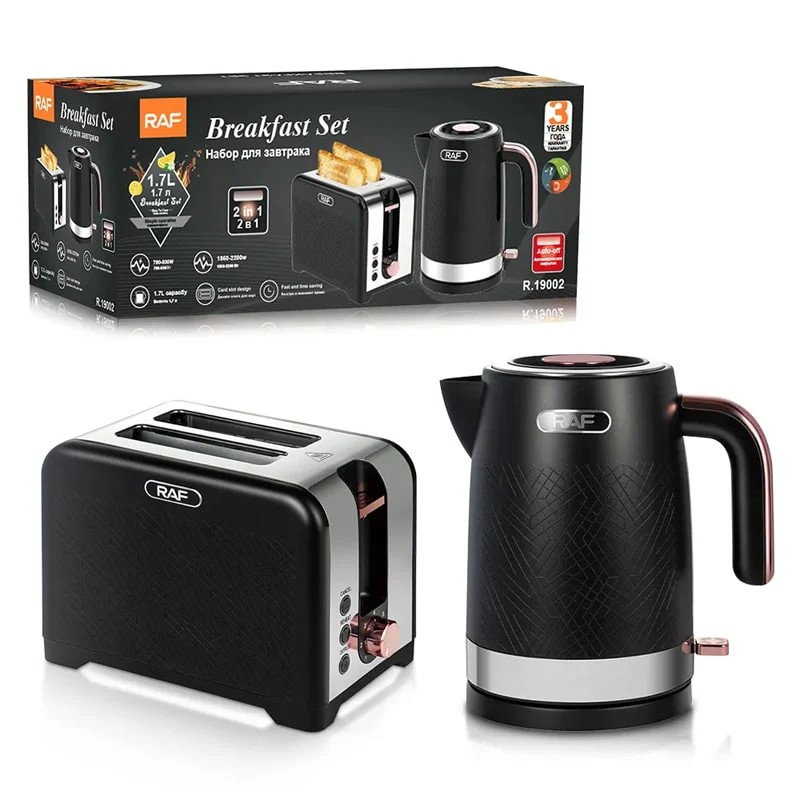 RAF R19002 Teapot And Toaster 2 In 1 Set - Black