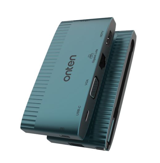 Onten 9503S 6 In 1 USB-C Multi Function Docking Station HDMI+VGA+RJ45 (Gigabit) - Blue