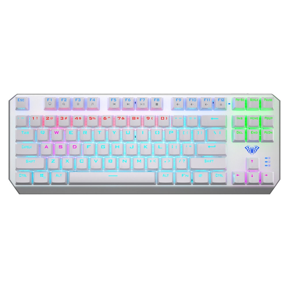 AULA F3087 Wired Mechanical Keyboard 87 Keys (Blue Switch) - White