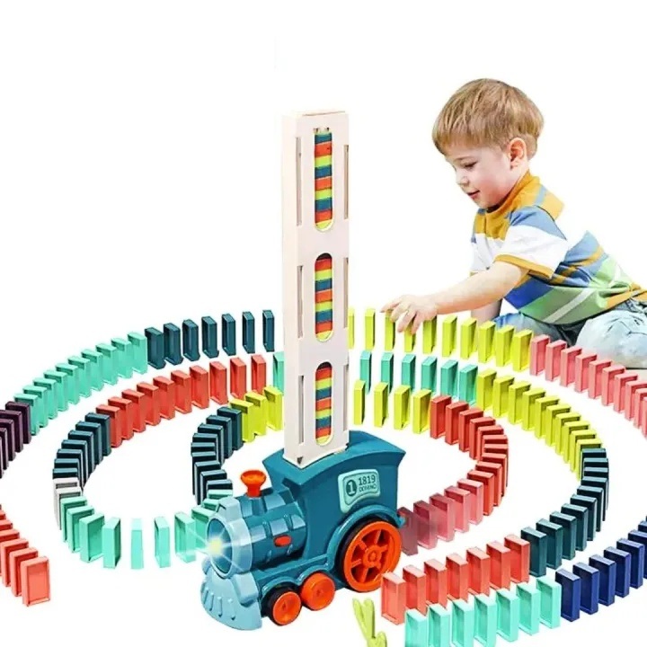 Electric Domino Train Set For Children - Multicolor