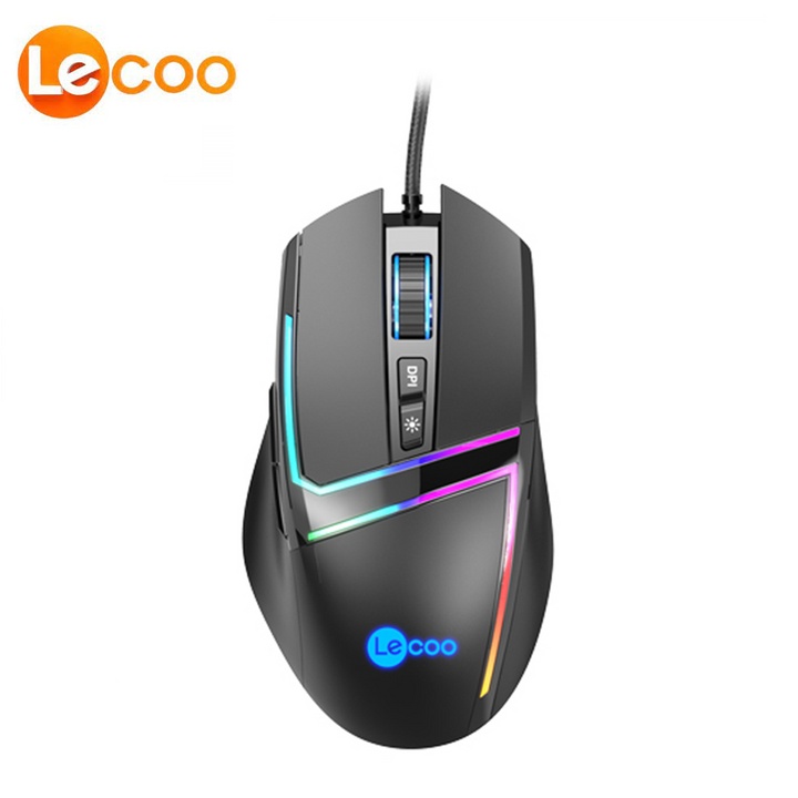 Lenovo Lecoo MS106 7 Button 3200 DPI Optical Wired Gaming Mouse - Black