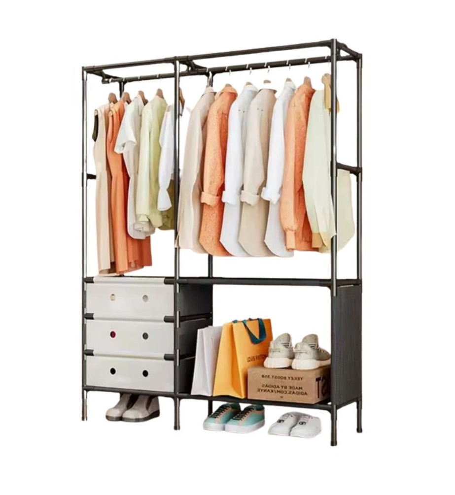 YMJ02 Clothing And Shoe Organizer Rack 103x41x188 cm - Black