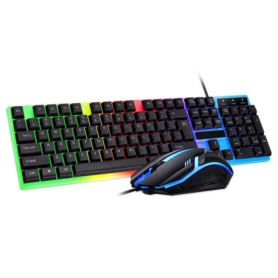 T-Wolf TF230 Wired Keyboard And Mouse Set USB RGB Backlit - Black