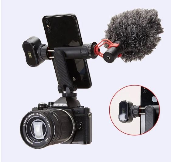 Jmary BH05 Double Cold Shoe Extension Mobile Holder - Black