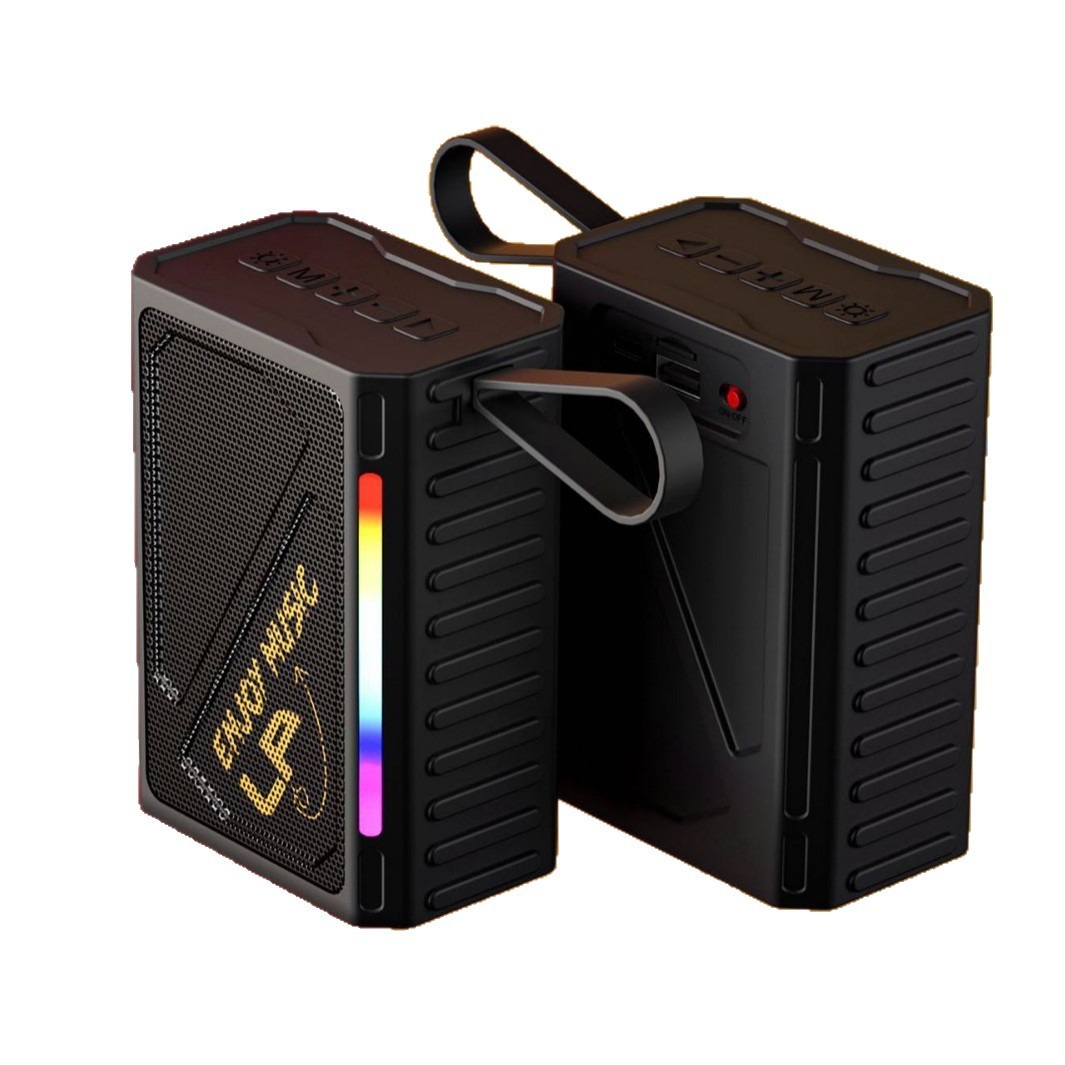 LP V101 TWS Wireless Bluetooth V5.1 Portable Speaker Powerbank FM Radio TF USB Drive RGB LED Light - Black