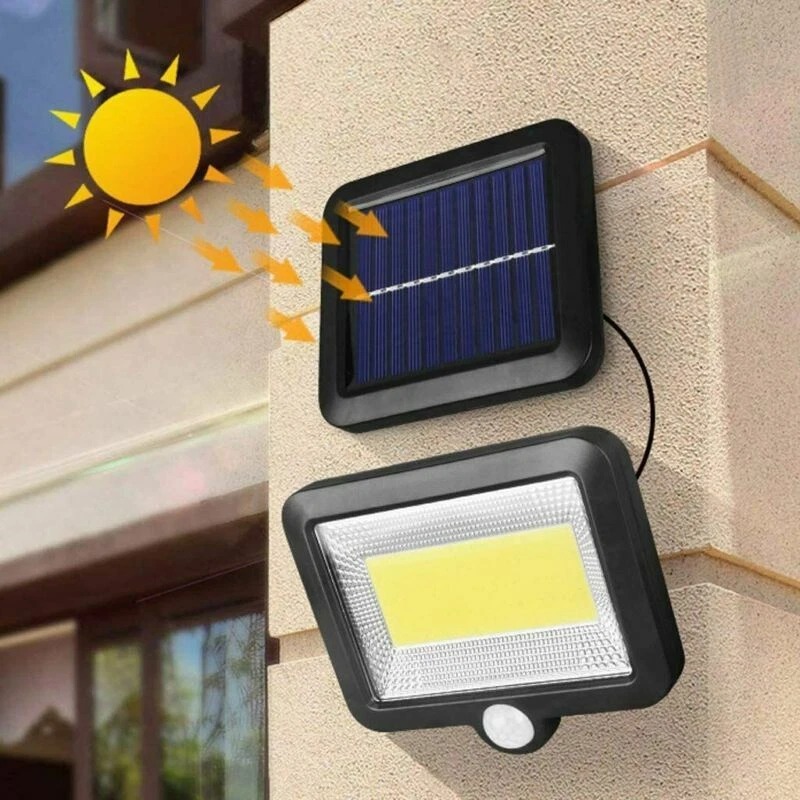 Outdoor COB Led Wired Solar Light With Motion Sensor - Black