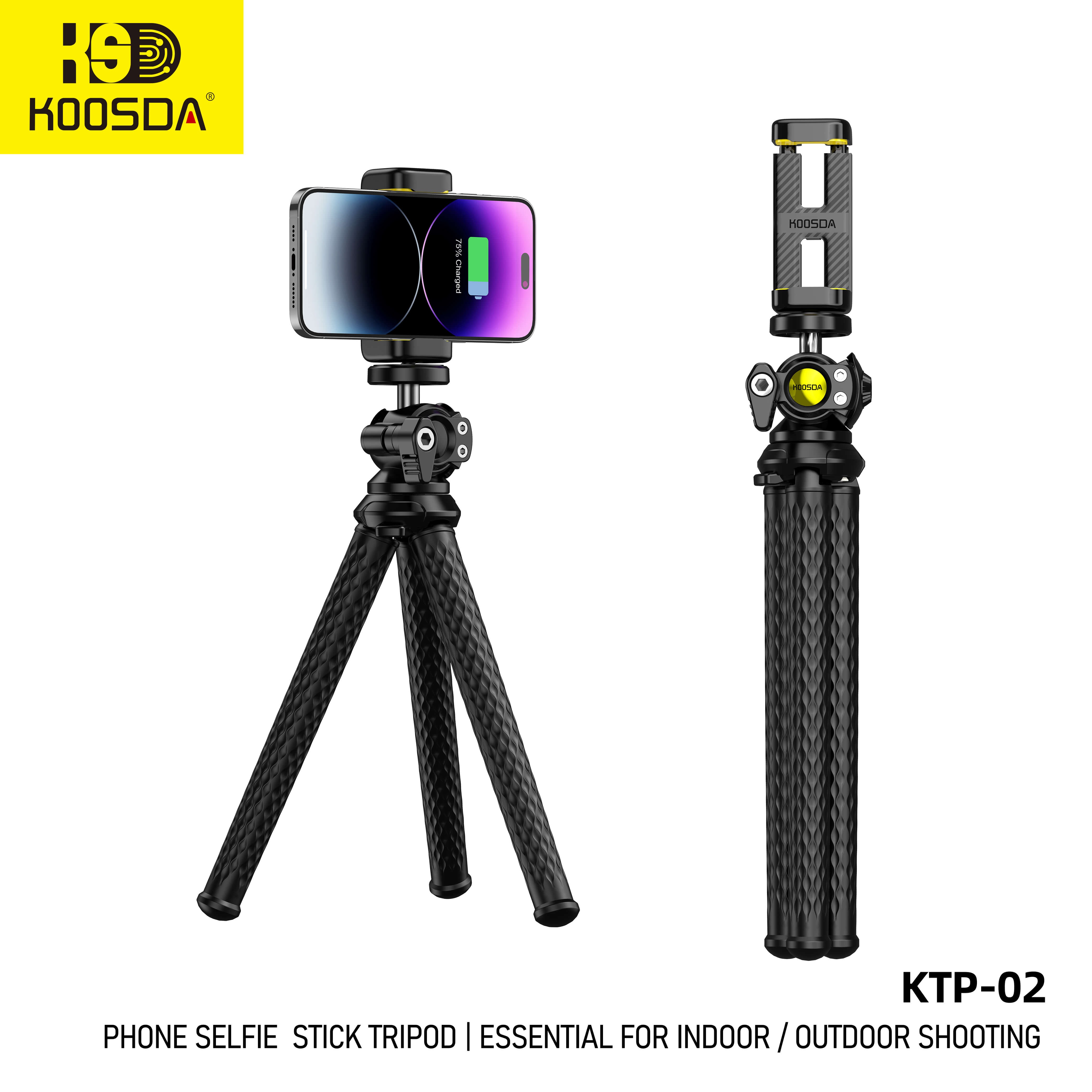 Koosda KTP 02 Deformable Selfie Stick Tripod - Black