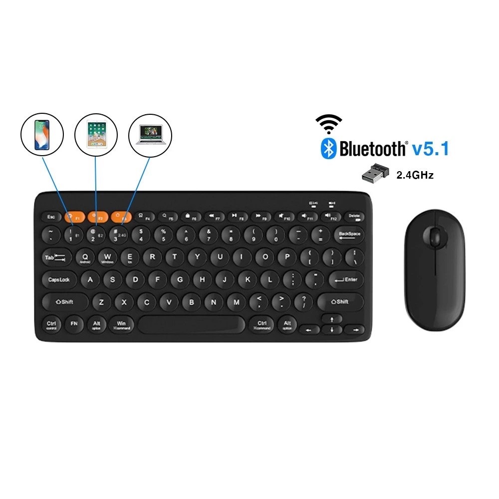 KM902 Dual Mode Bluetooth 5.0 And 2.4g Wireless Keyboard Mouse Set - Black