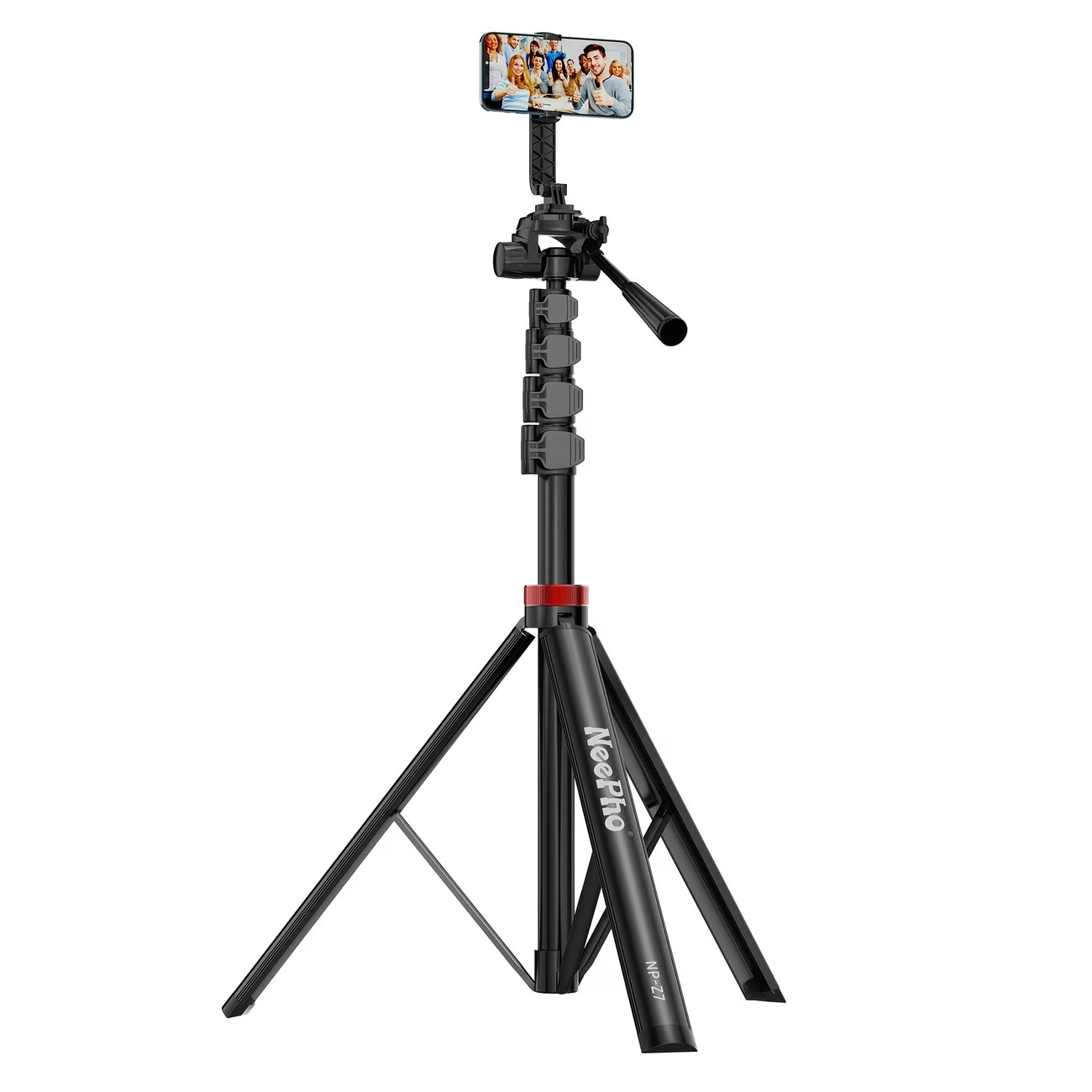 Neepho NP‑Z7 74″ Extendable Phone Tripod & Selfie Stick - Black