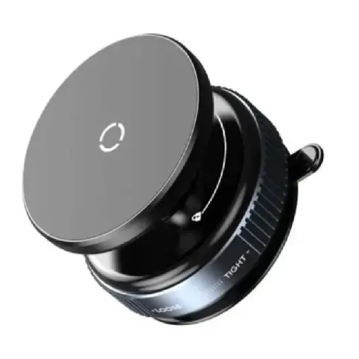 K009 Magnetic Car Phone Holder With Rotating Vacuum Suction - Black