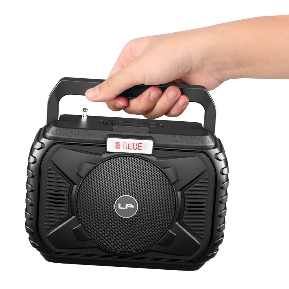 LP V62 TWS Wireless Bluetooth V5.1 Portable Speaker Super Bass FM Radio TF Slot USB Drive - Black