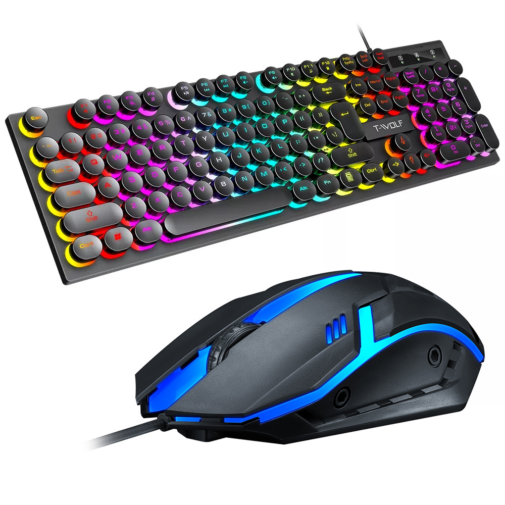 Twolf TF270 RGB LED Backlight USB Wired Gaming Keyboard And Mouse Set - Black