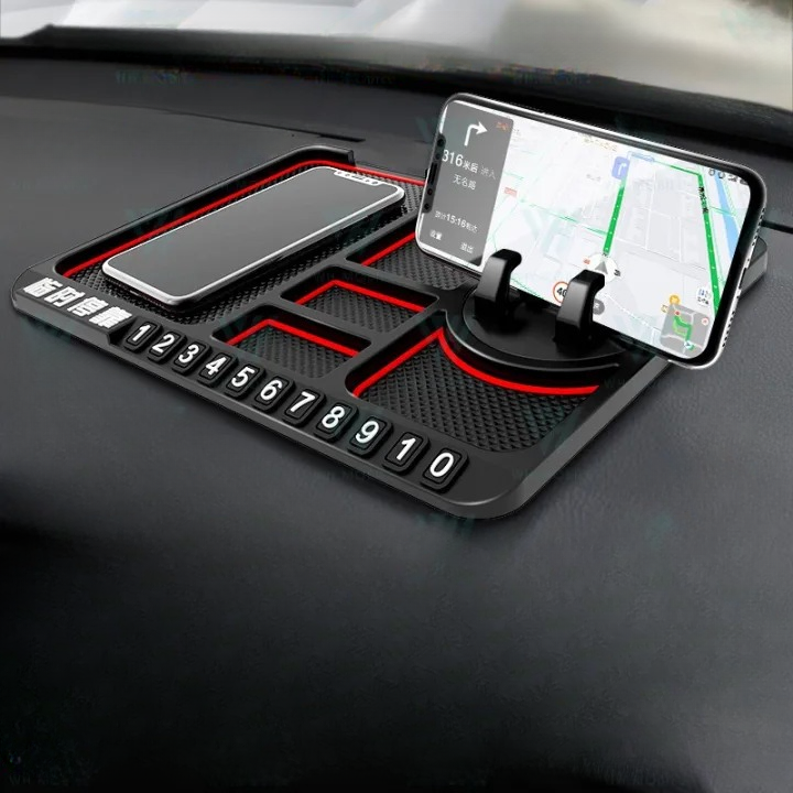 S667 Silicone Car Anti-Slip Mat Phone Holder Dashboard Phone Mount - Black