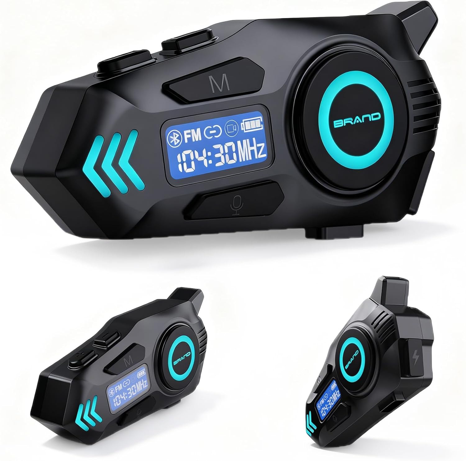 K09 Motorcycle Helmet Intercom Headset 500m Range - Black