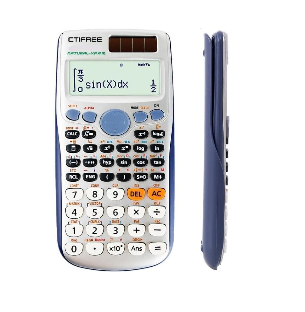 Ctifree CT-991ES Plus 417-Function Scientific Calculator with 10+2 Digit Display & Solar Power - White 
