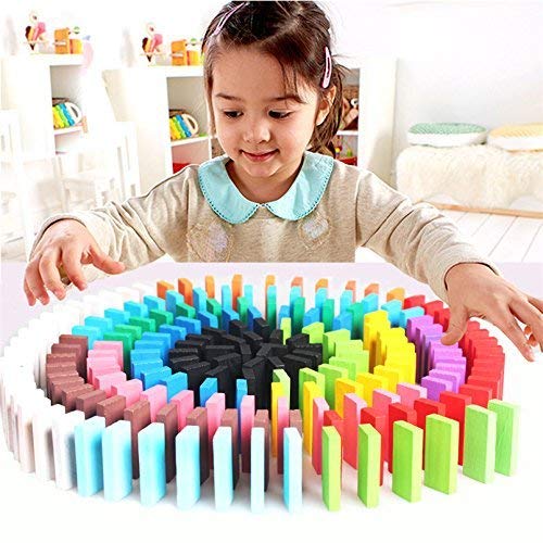 Dominoes Blocks 100 Pieces Wooden Domino Game Set For Kids Wooden Toys - Multicolor