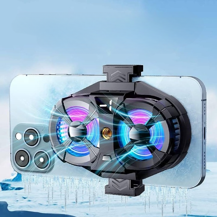SL07 Digital Tempereture Display Dual Cooling Fan Cell Phone Radiator Mobile Phone Cooler - Black
