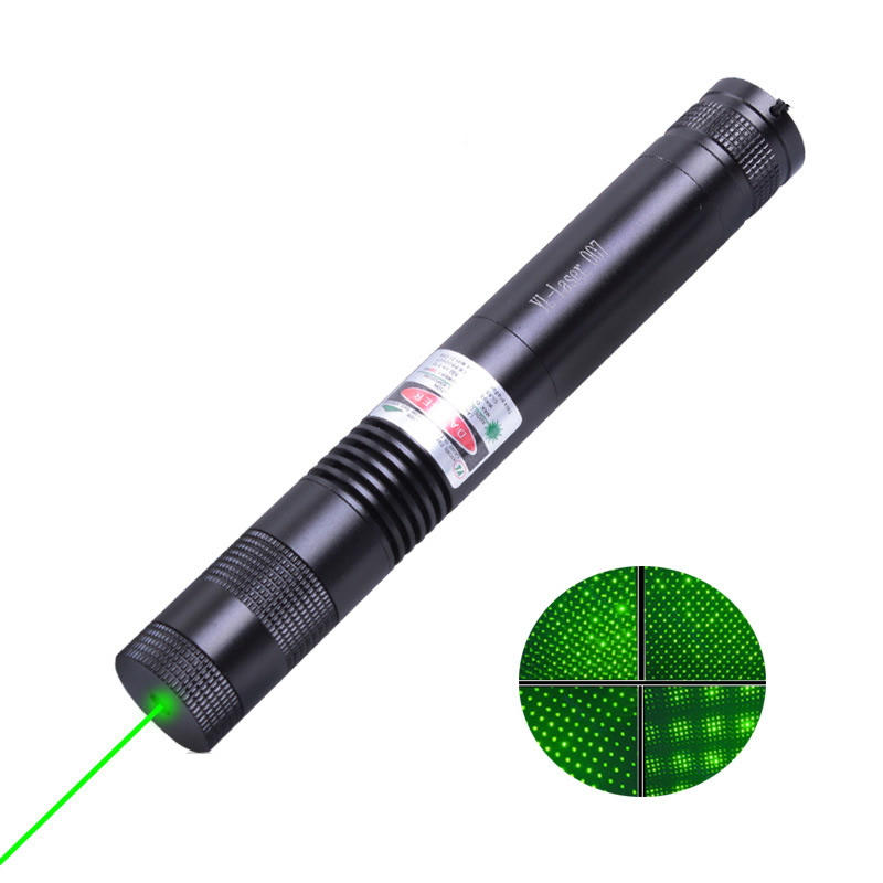 2000MW High Power 532NM Green Laser Pointer Pen Focus Adjustable With Starry Cap - Black