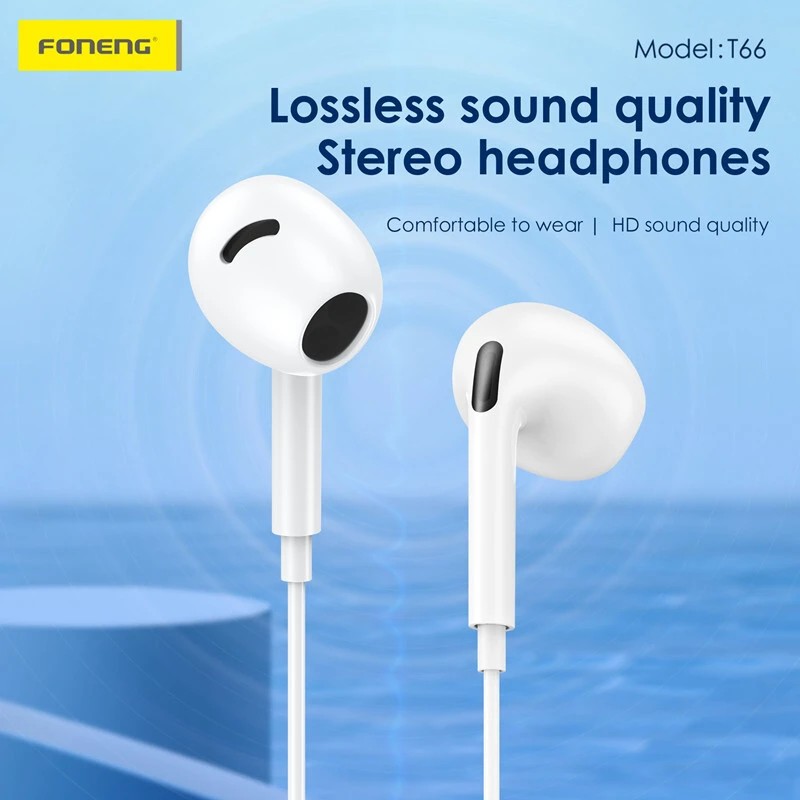 Foneng T66 Semi In 3.5mm Ear Earphone - White