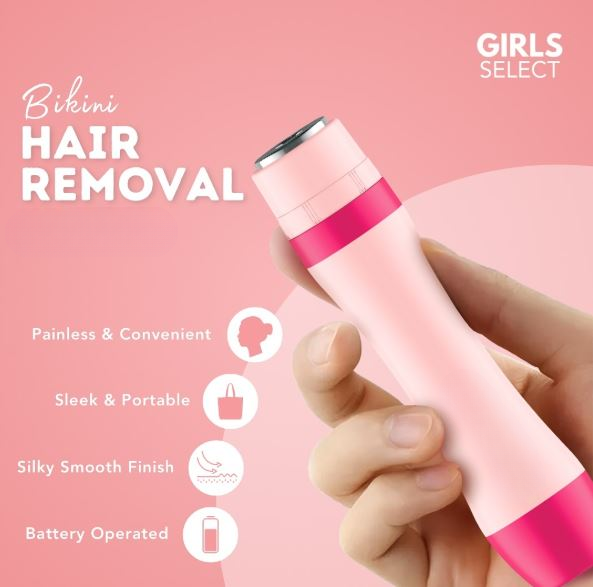 Bikini Hair Remover Battery Operated Painless - Pink