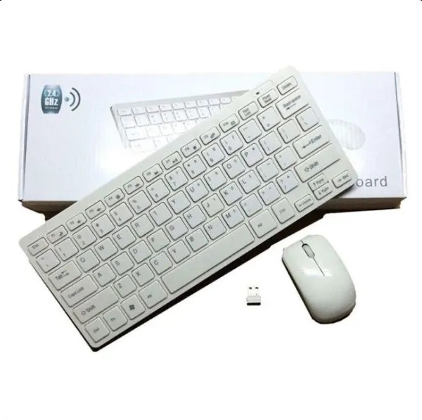 GKM901 2.4Ghz Wireless Mini Keyboard And Mouse Combo USB Support - White