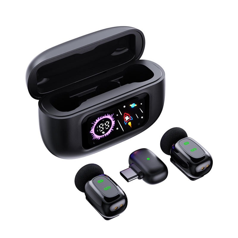T80 Wireless Microphone With Charging Case Plug & Play - Black