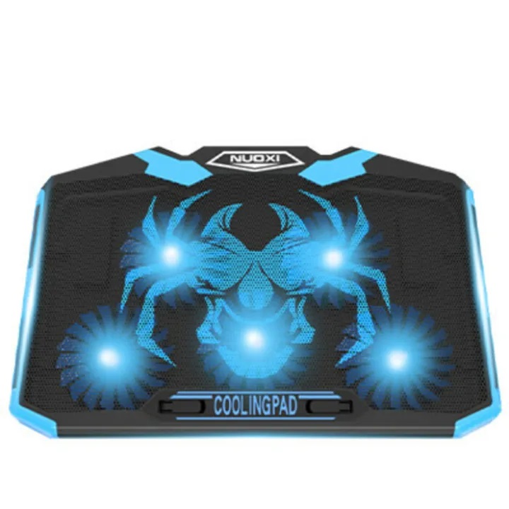 Nuoxi Q7 Ultra Professional 5 Fan LED Backlit Speed And Height Adjustable Gaming Laptop Stand Cooling Pad - Black