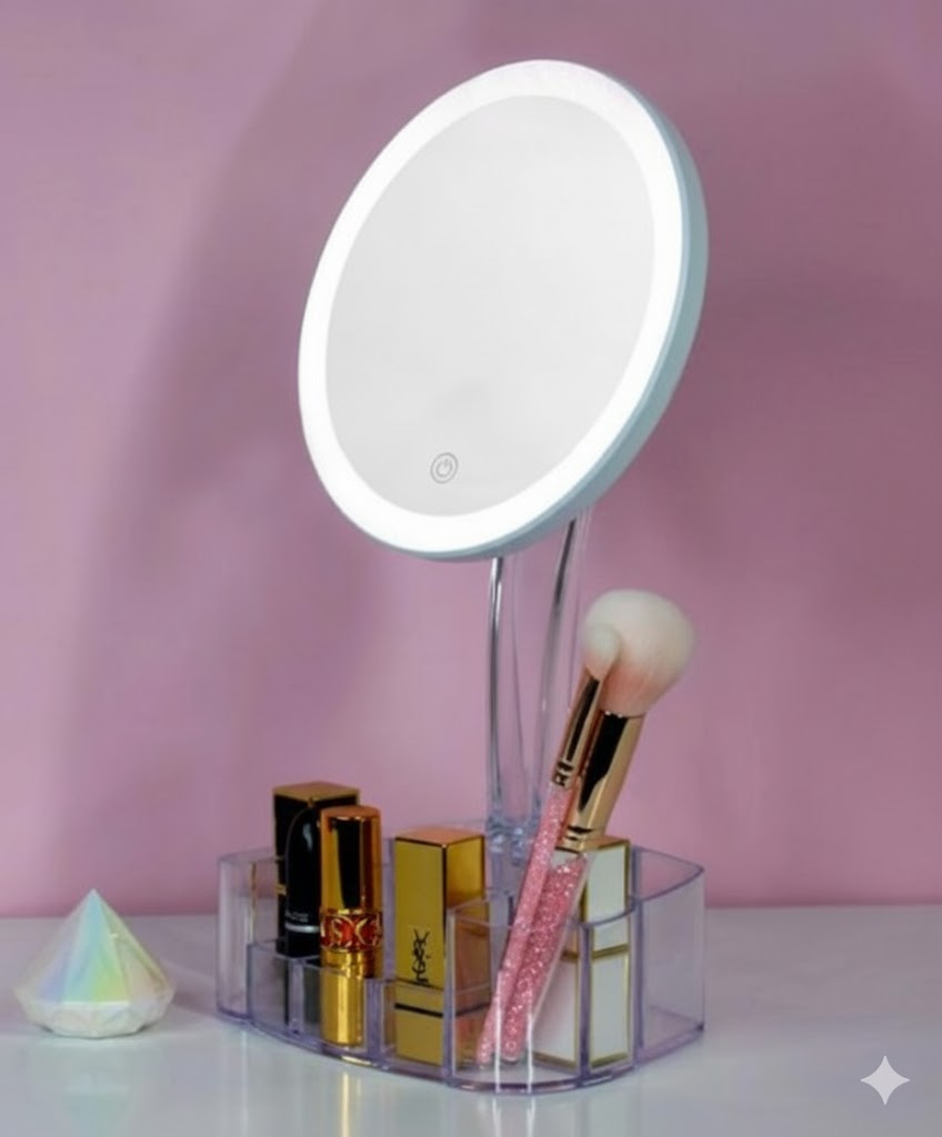 26 LED Illuminated Cosmetic Mirror With 90° Rotation - Clear