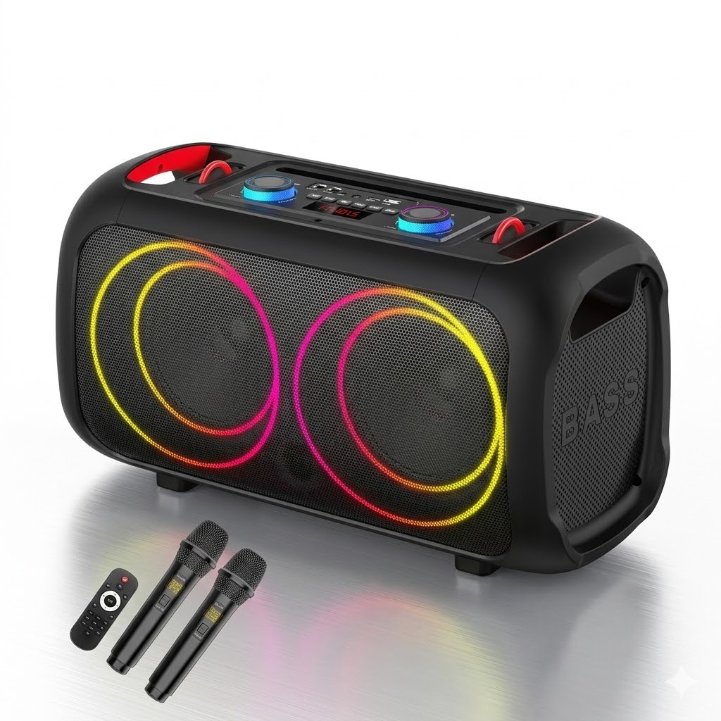 ZQS L17 Outdoor Portable Karaoke Bluetooth Speaker 40W With Two Microphones - Black