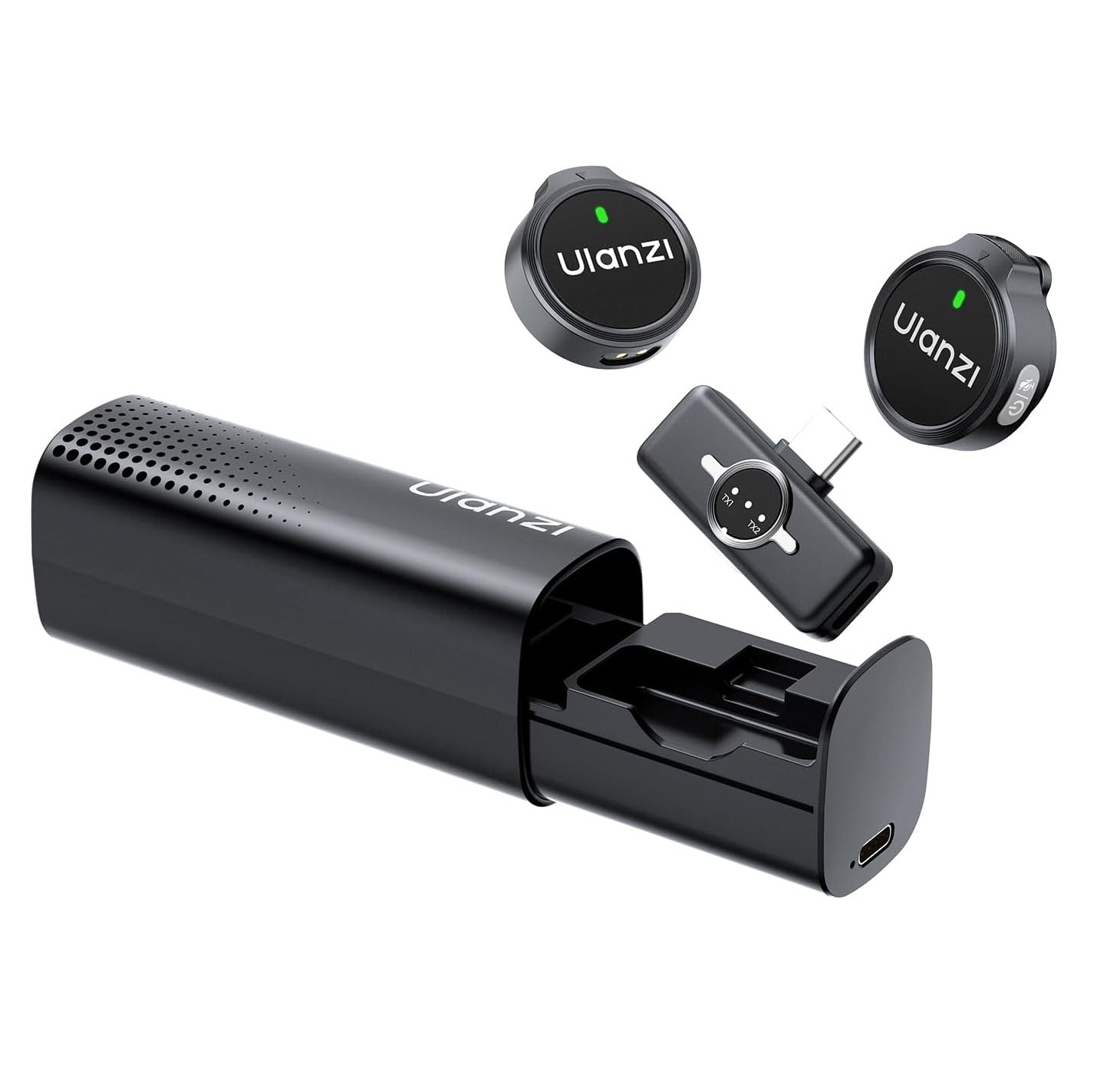 Ulanzi A21 Wireless Lavalier Microphone with AI Noise Reduction & 36H Battery Life - Black