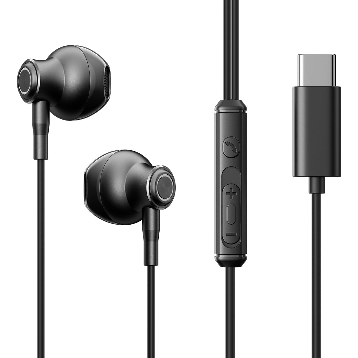 Joyroom JR EC07 TYPE-C Series Half In-Ear Wired Earphones - Black