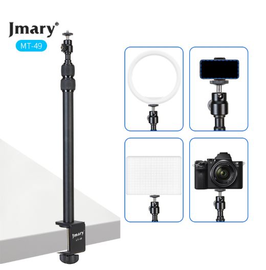Jmary MT49 C-Clamp Desk Mount Stand for Camera, Ring Light & Streaming Setup - Black