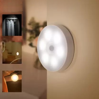 Rechargeable LED Motion Sensor Night Light with USB Charging for Home Use - White