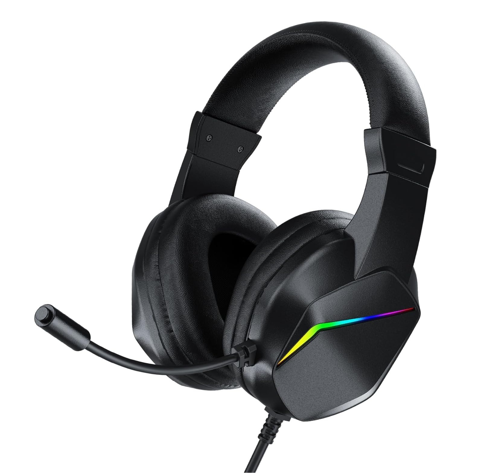 H21 Wired Gaming Headset With RGB Light & Noise Canceling Mic - Black