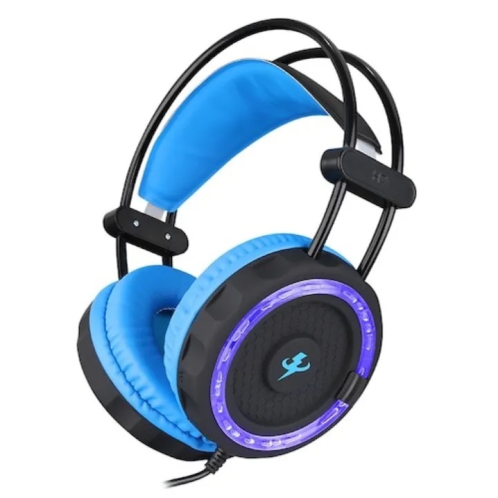 Misde H7 USB Gaming Headset with Mic, Surround Sound & Deep Bass - Blue