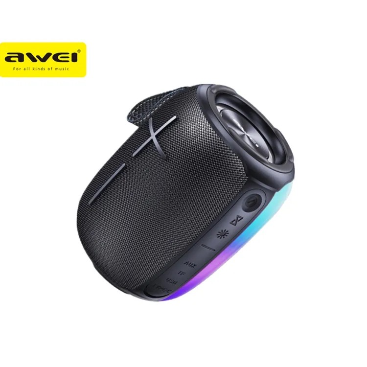 Awei Y525 Portable Wireless Outdoor Speaker With RGB Lights Extra Bass - Black