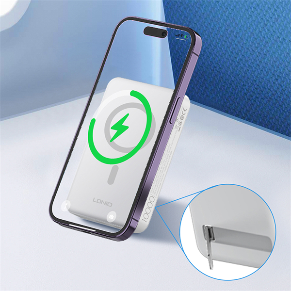 LDNIO PQ16 Magnetic Mini 10000mah Wireless Magsafe Powerbank - White
