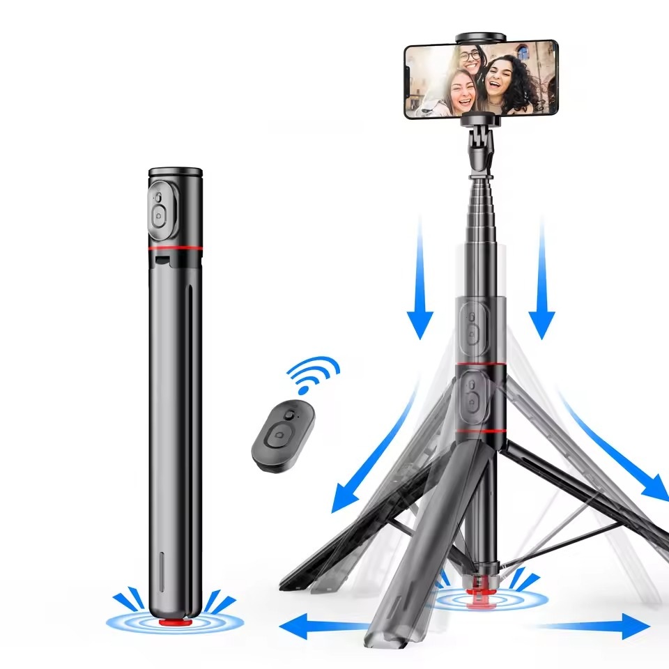 TT01 70-Inch Portable Auto Pop-Up Tripod With Bluetooth Remote - Black