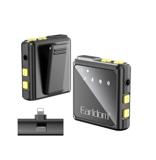 Earldom ET MC9L Wireless Double Collar Microphone With Lightning Interface Collar Clip - Black