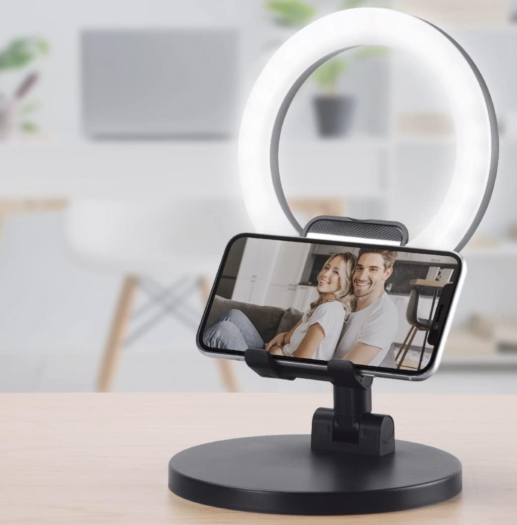 A7 Ring Light Mobile Stand Makeup Mirror - Black