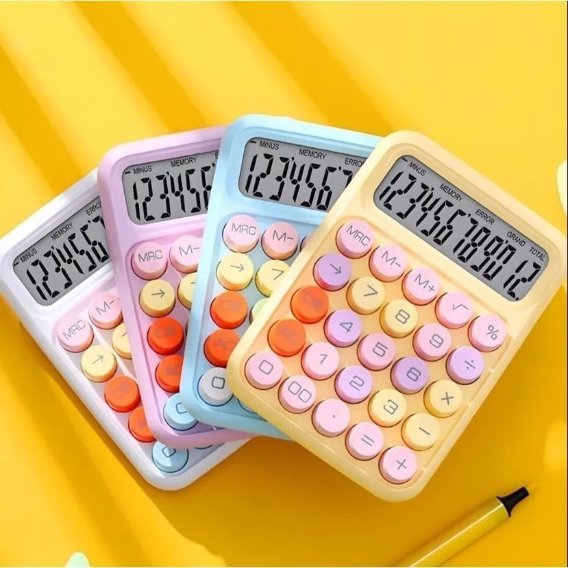 KK2688 Cute Colorful Mechanical Calculator Solar Energy 12 Digits