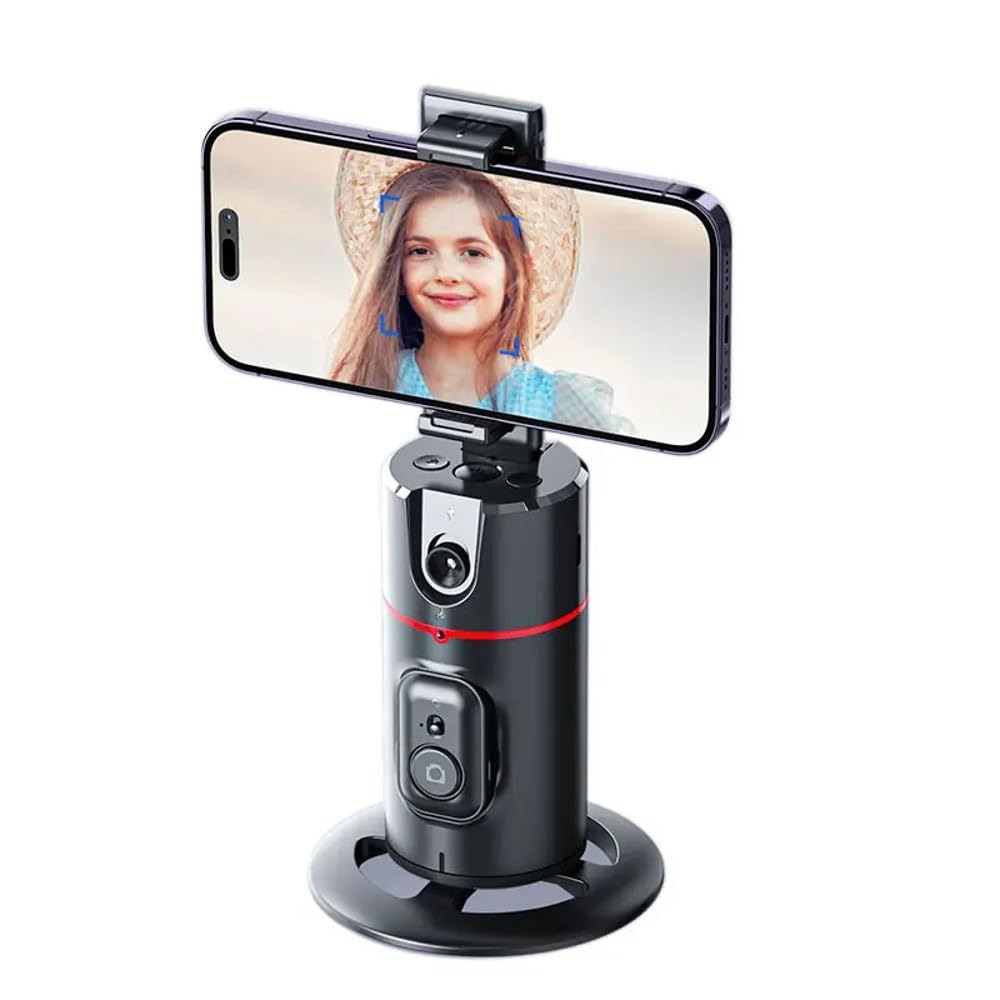 P02 AI Intelligent Tracker 360° Auto Face Tracking Smart Rotation Desktop Selfie Gimbal Stabilizer - Black